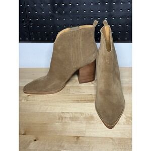 Marc Fisher Maree Suede Booties Size 11 Tan Ankle‎ Western Block Heel Boots